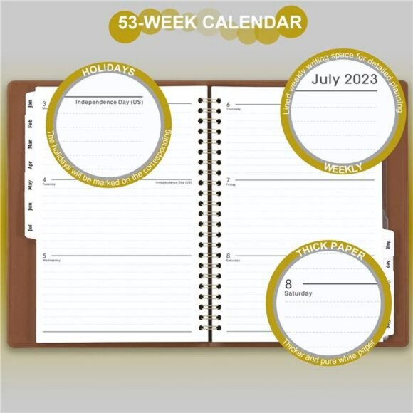 2023 Planner - Planner 2023, Weekly & Monthly Planner, 6.5" x 8.7" - Brown - Picture 2 of 7